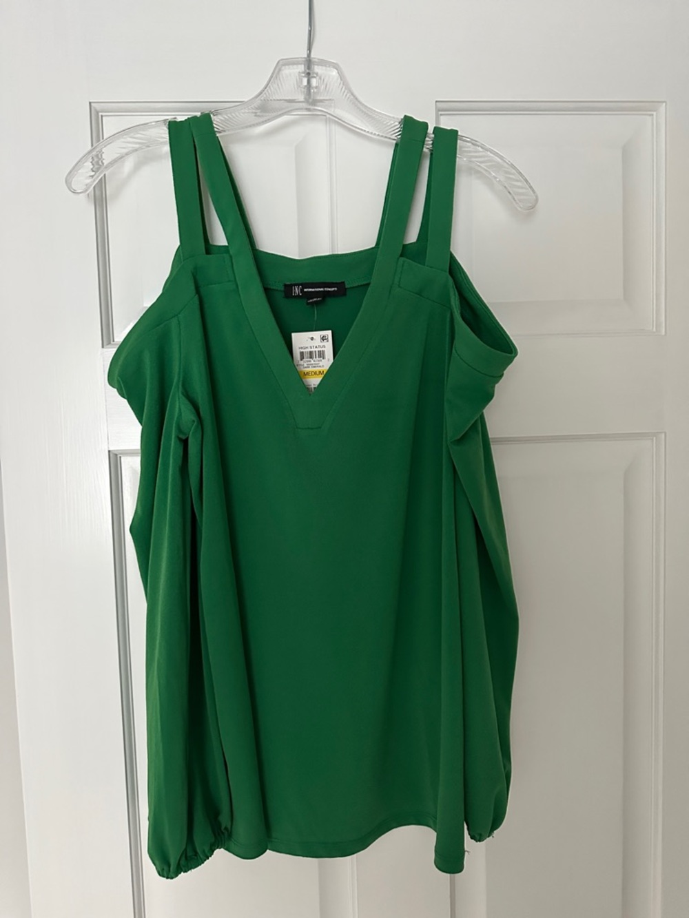 Green V-Neck Women's Top